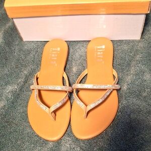 Gold Minimalist Sandals with Thong Strap